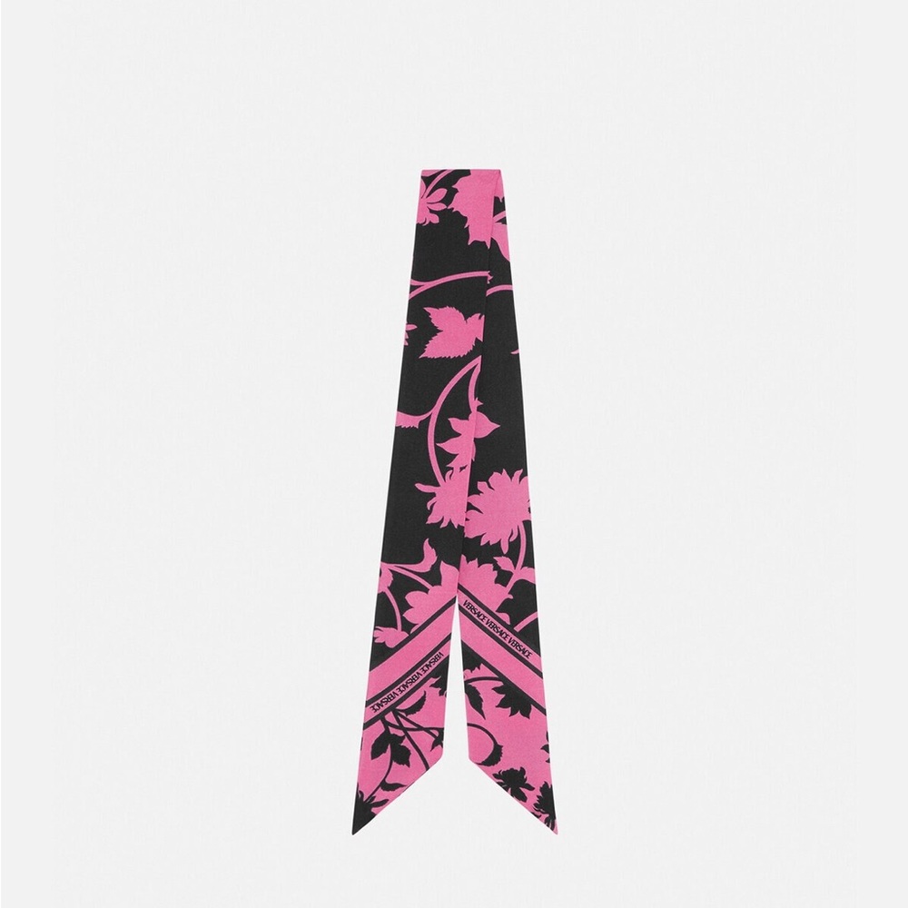 NWT Versace Floral Silhouette Silk Scarf Tie